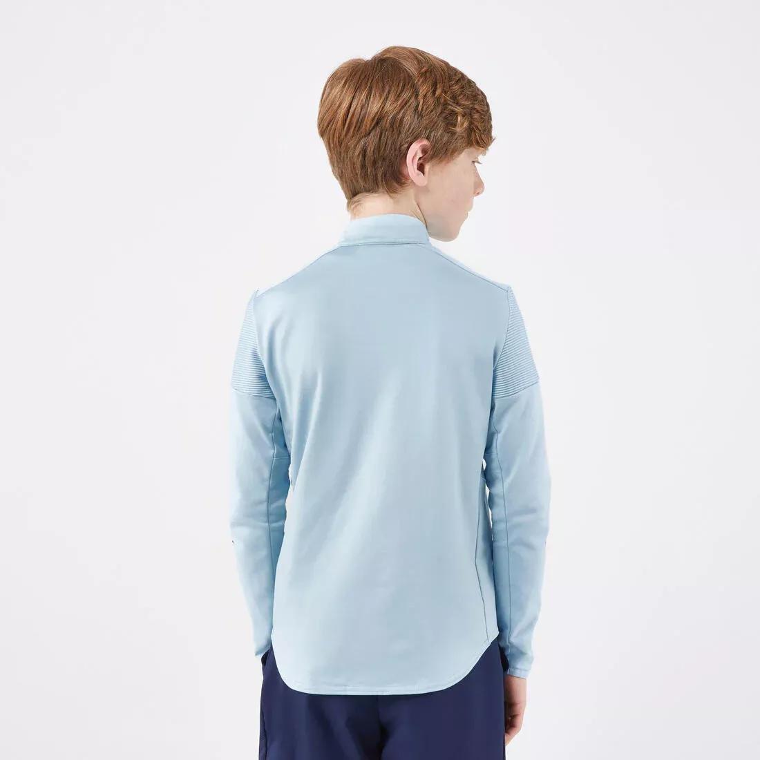 Kids Unisex Tennis Long-Sleeved Half-Zip T-Shirt - Thermic, Blue, No Color, large image number 3