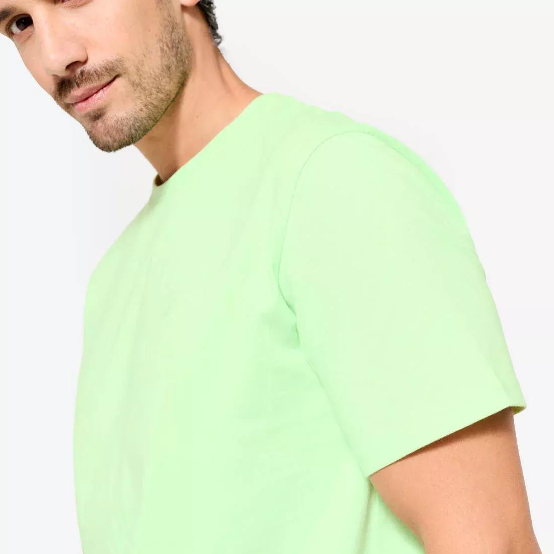 Men Short-Sleeved Crew-Neck Fitness T-Shirt, Green, No Color, medium
