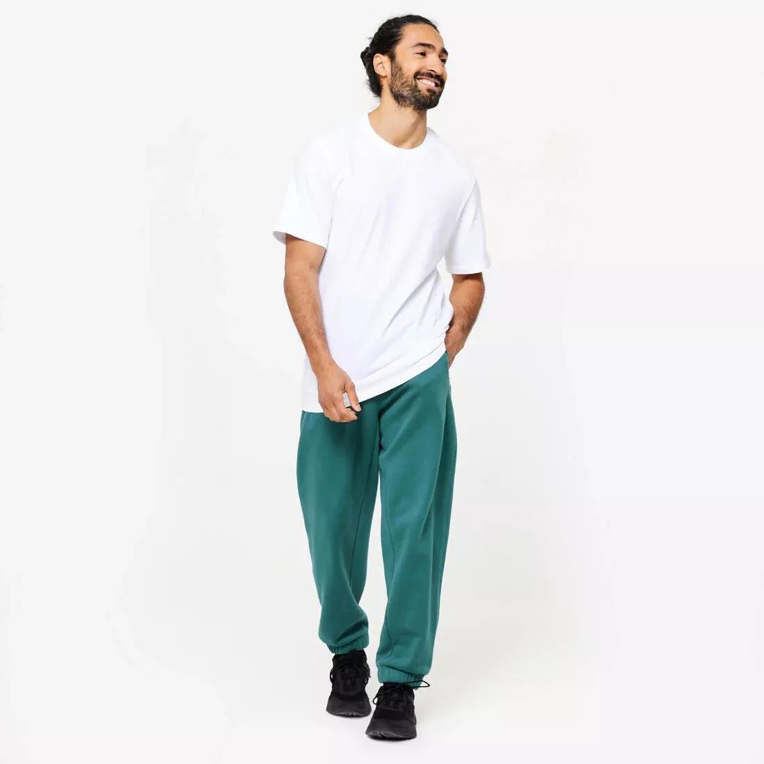 Men Short-Sleeved Crew-Neck Fitness T-Shirt, Green, No Color, large image number 9