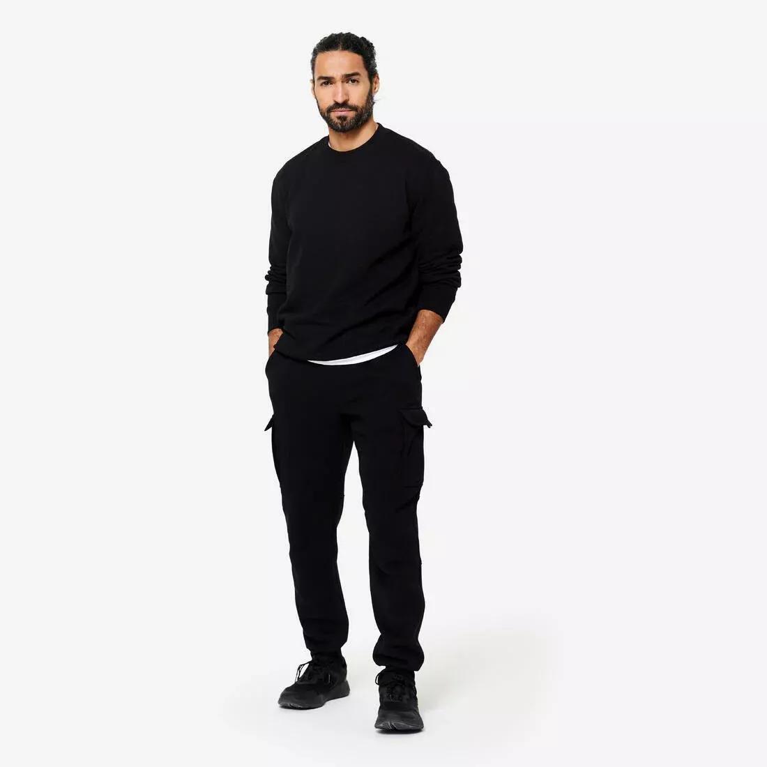 Men Warm Brushed Fleece Sweatshirt, Black, No Color, large image number 3