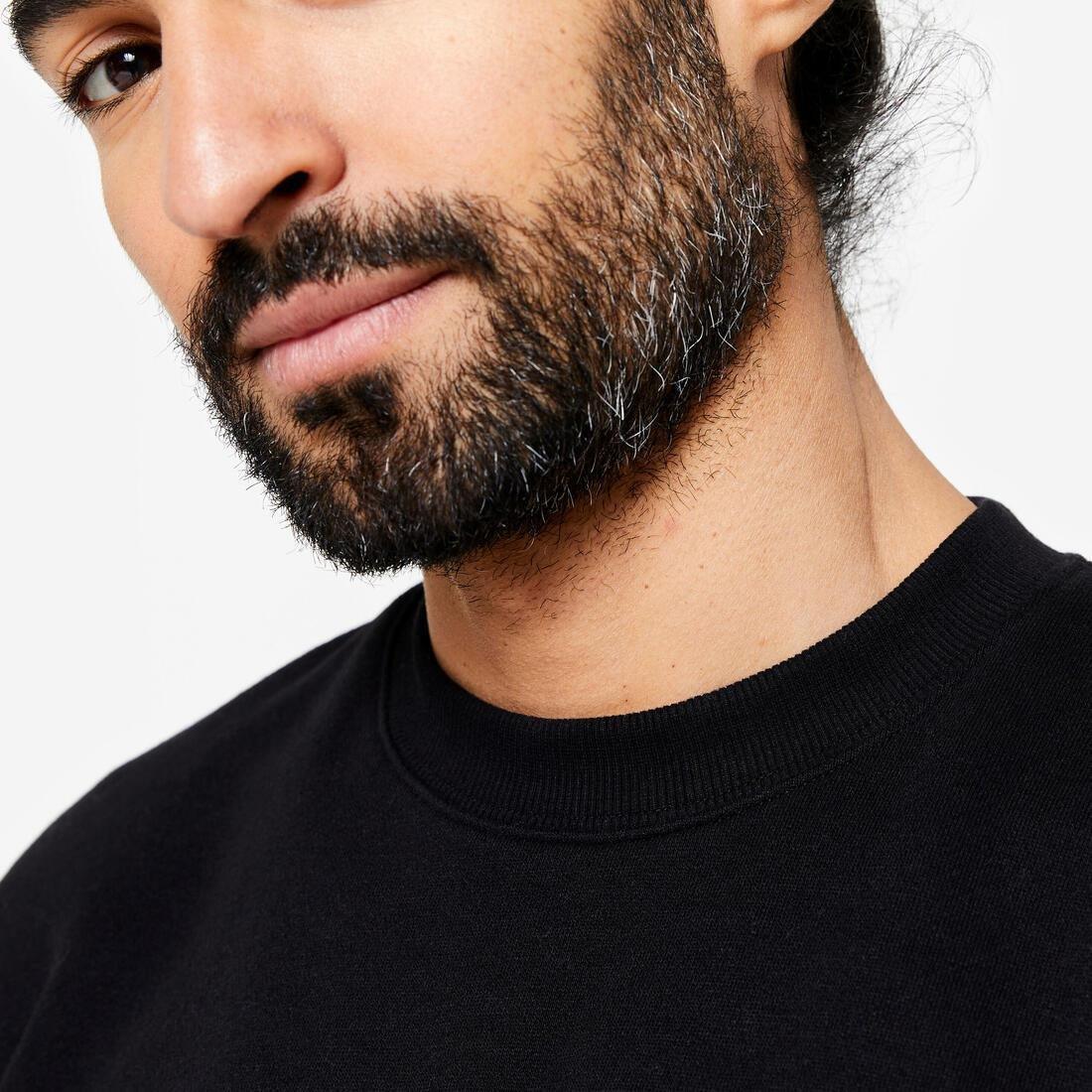 Men Warm Brushed Fleece Sweatshirt, Black, No Color, large image number 4