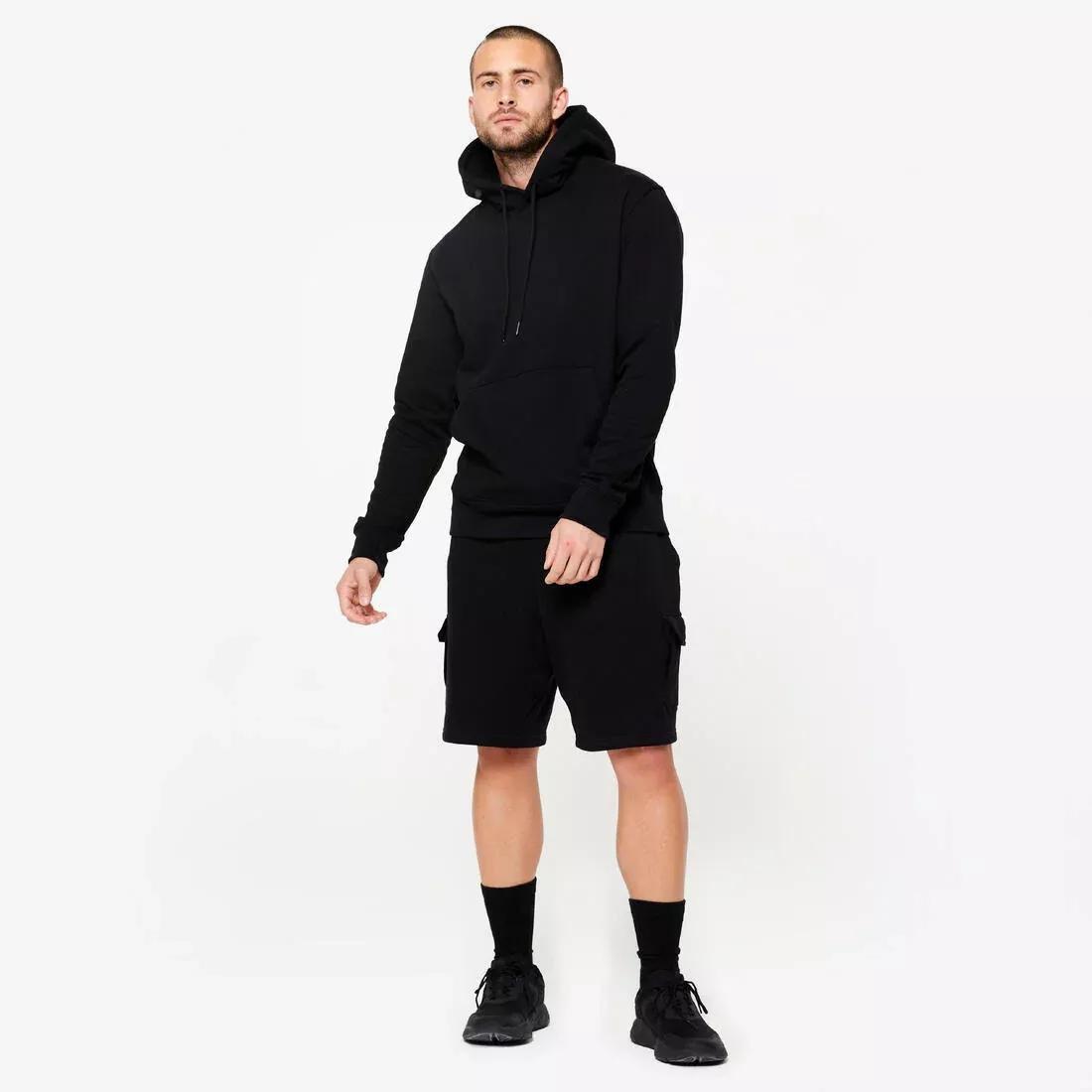 Men Warm Brushed Fleece Hooded Sweatshirt, Black, No Color, large image number 3
