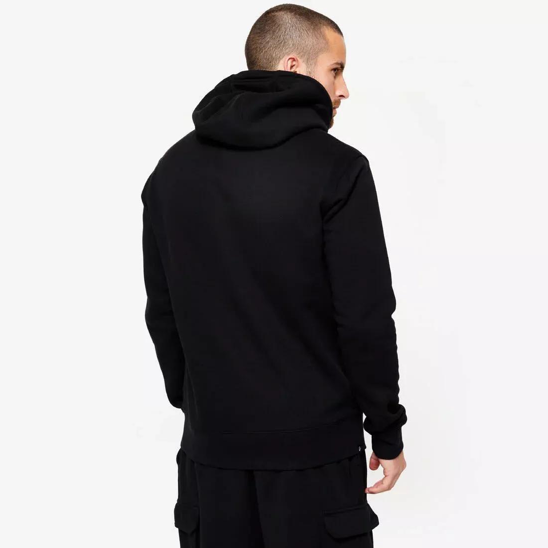 Men Warm Brushed Fleece Hooded Sweatshirt, Black, No Color, large image number 5