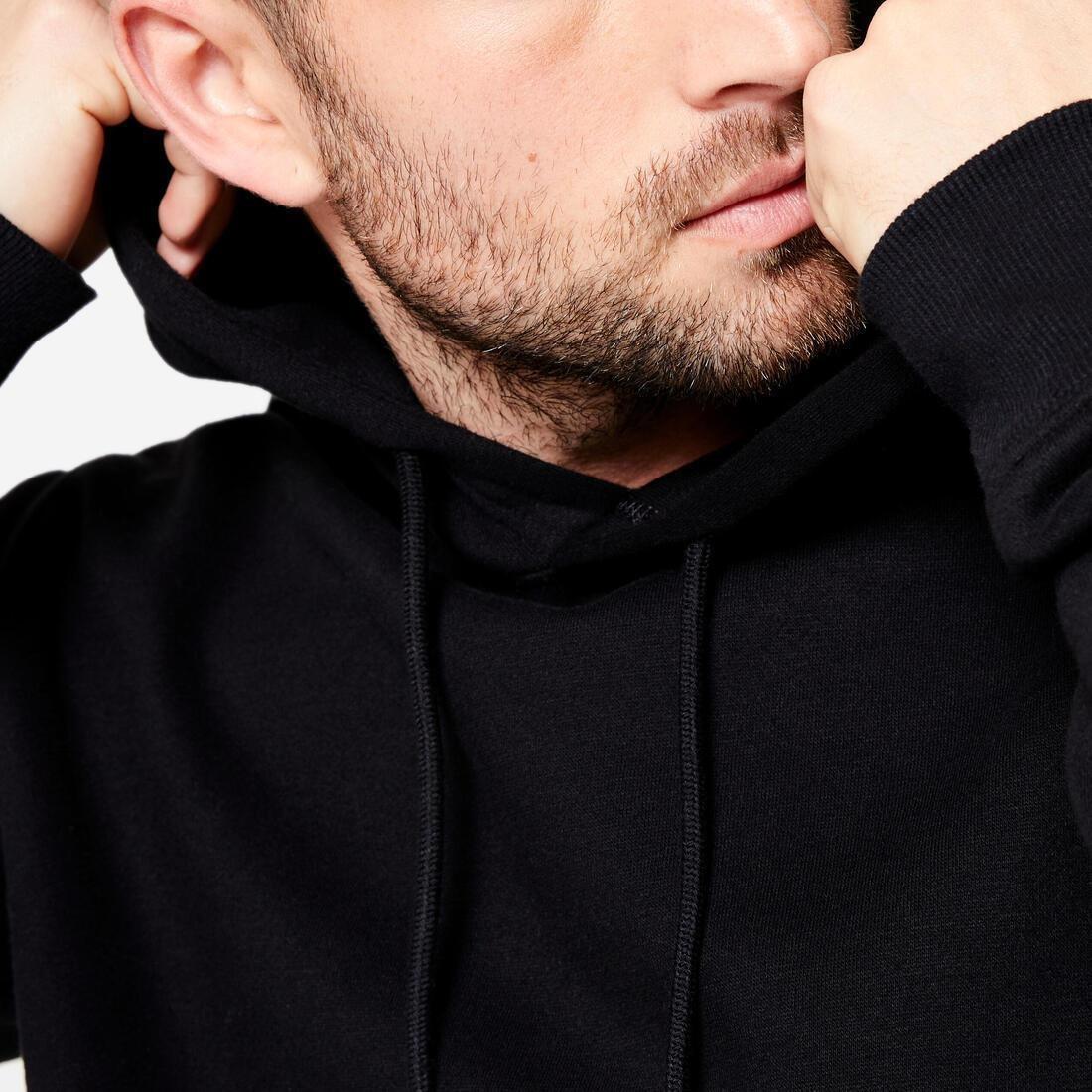 Men Warm Brushed Fleece Hooded Sweatshirt, Black, No Color, large image number 6