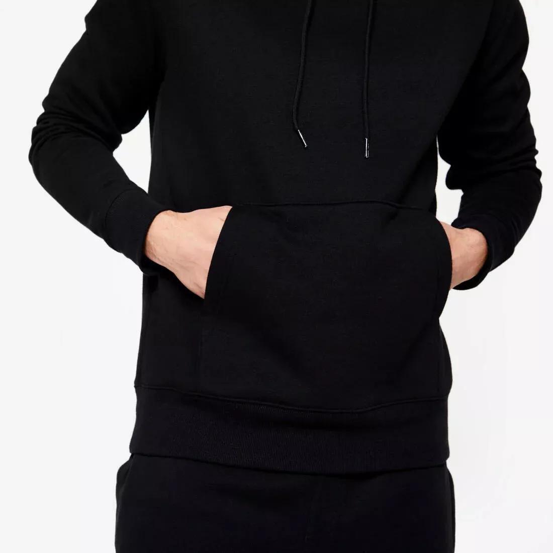 Men Warm Brushed Fleece Hooded Sweatshirt, Black, No Color, large image number 7