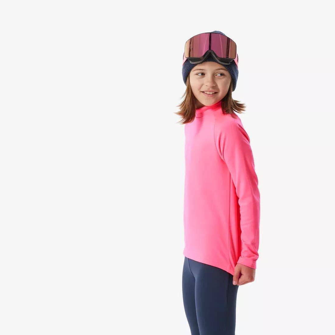 FLUO NEON PINK Kids' Ski Thermal Base Layer, BL 500 Top, , large image number 11