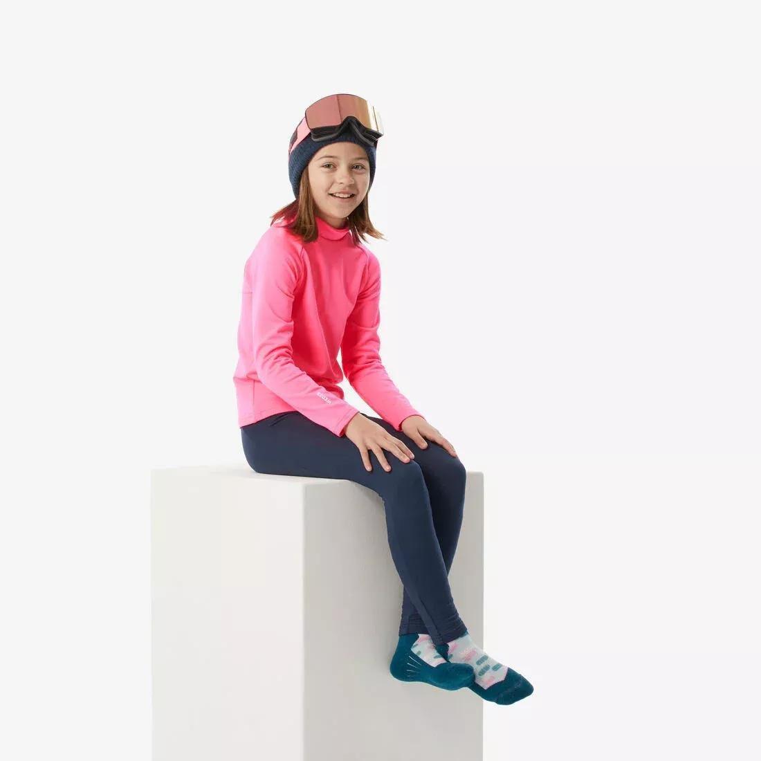 FLUO NEON PINK Kids' Ski Thermal Base Layer, BL 500 Top, , large image number 12