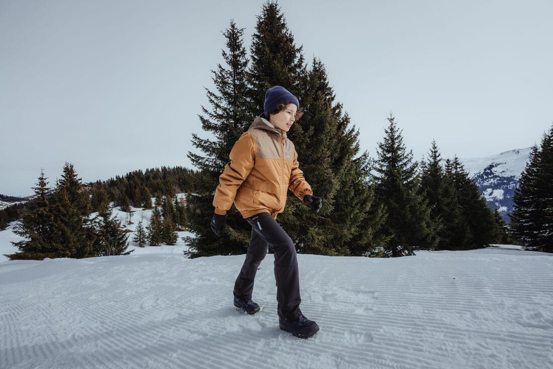 BLACK Kids' Warm Hiking Softshell Trousers - SH500 Mountain - Ages 7-15, , large image number 4