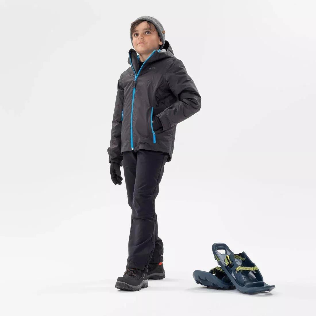 BLACK Kids' Warm Hiking Softshell Trousers - SH500 Mountain - Ages 7-15, , large image number 9