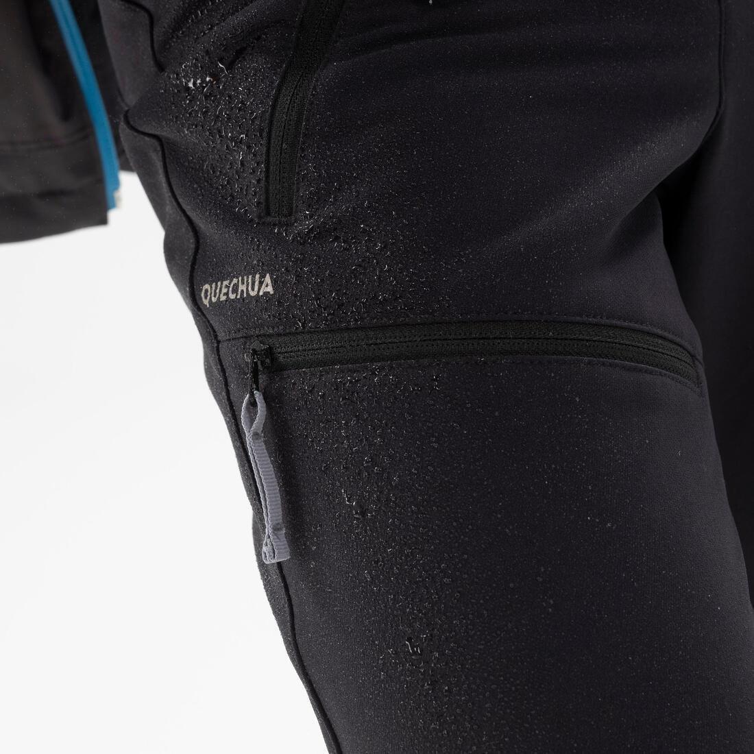 BLACK Kids' Warm Hiking Softshell Trousers - SH500 Mountain - Ages 7-15, , large image number 10