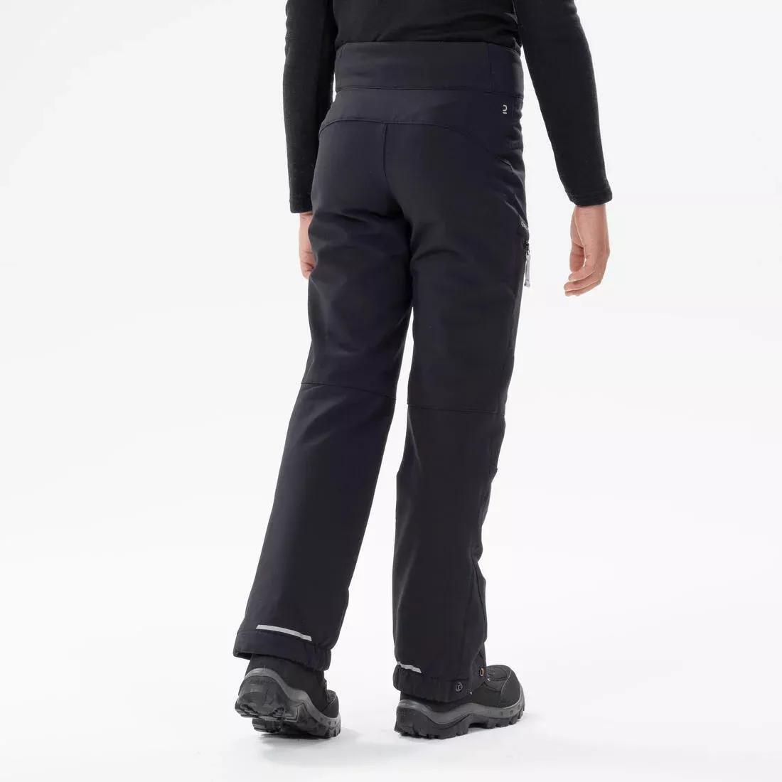 BLACK Kids' Warm Hiking Softshell Trousers - SH500 Mountain - Ages 7-15, , large image number 11