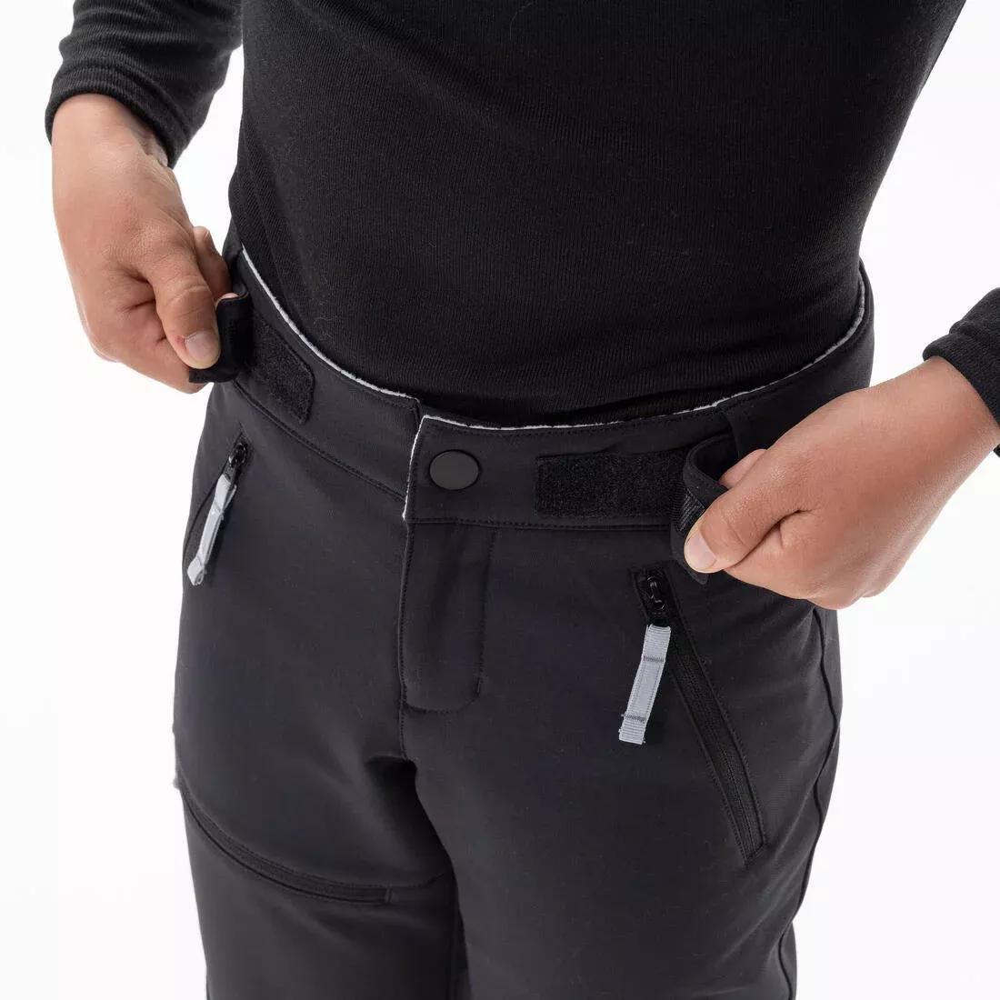 BLACK Kids' Warm Hiking Softshell Trousers - SH500 Mountain - Ages 7-15, , large image number 13