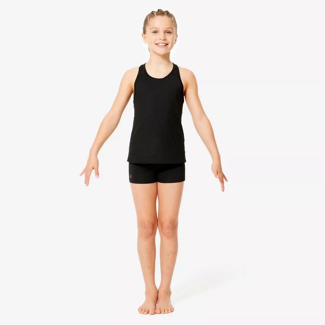 Kids Girls Gymnastics Racer Back Tank Top, Black, No Color, medium