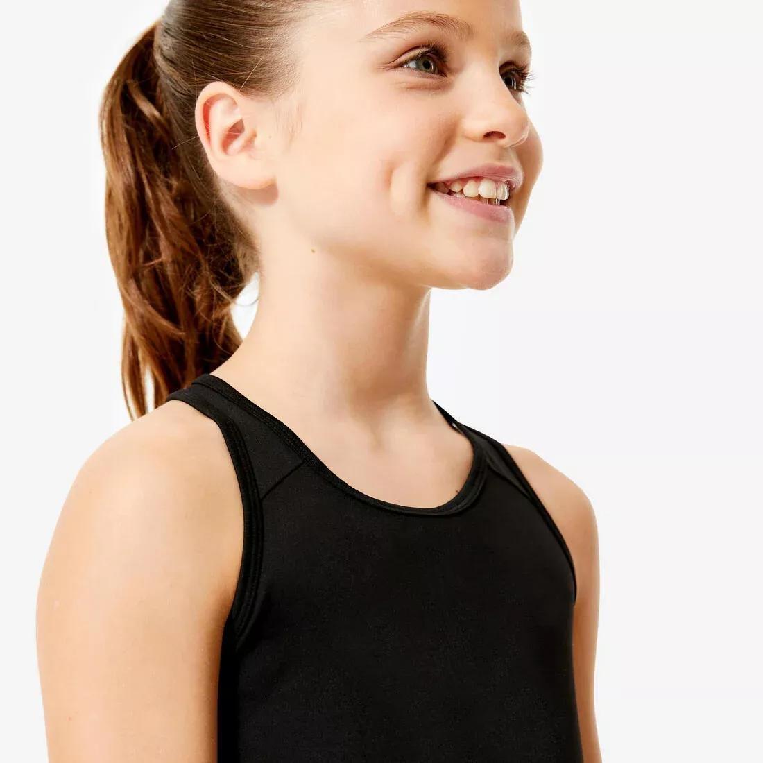 Kids Girls Gymnastics Racer Back Tank Top, Black, No Color, large image number 3