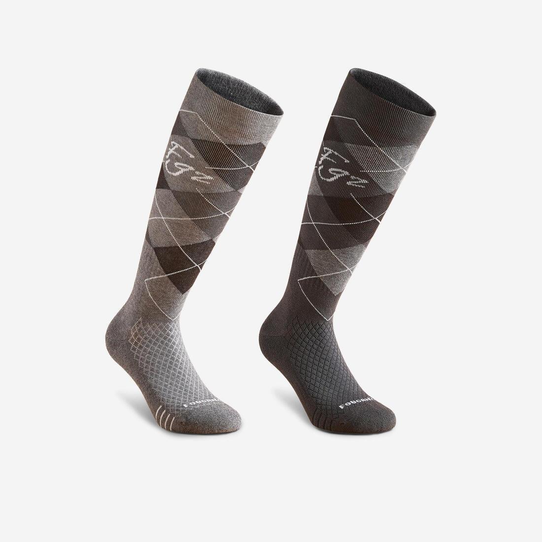 Adult Horse Riding Socks - 500 Twin-Pack, Multicolour, No Color, large image number 0