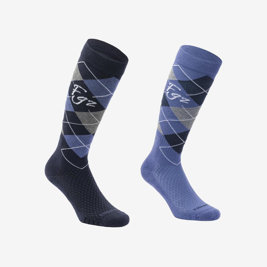 Adult Horse Riding Socks - 500 Twin-Pack, Multicolour, No Color, large image number 1