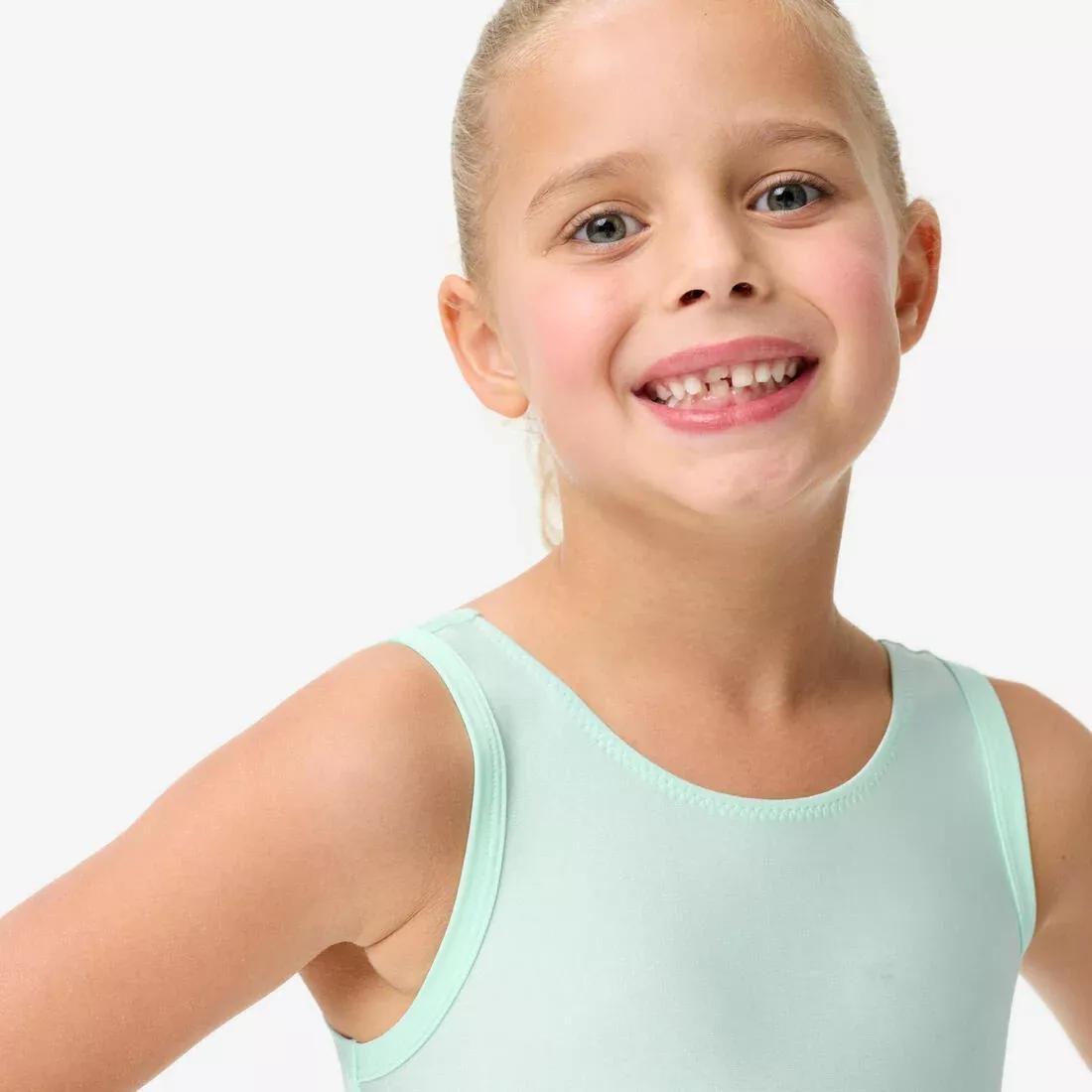 Kids Girls Gymnastics Crew Neck Leotard, Green, No Color, large image number 4