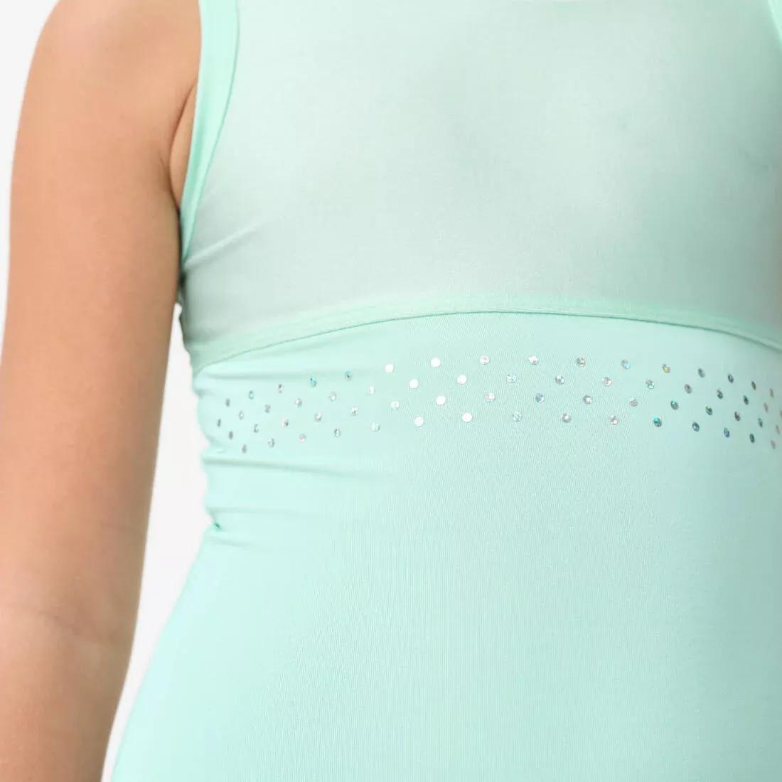 Kids Girls Gymnastics Crew Neck Leotard, Green, No Color, large image number 5