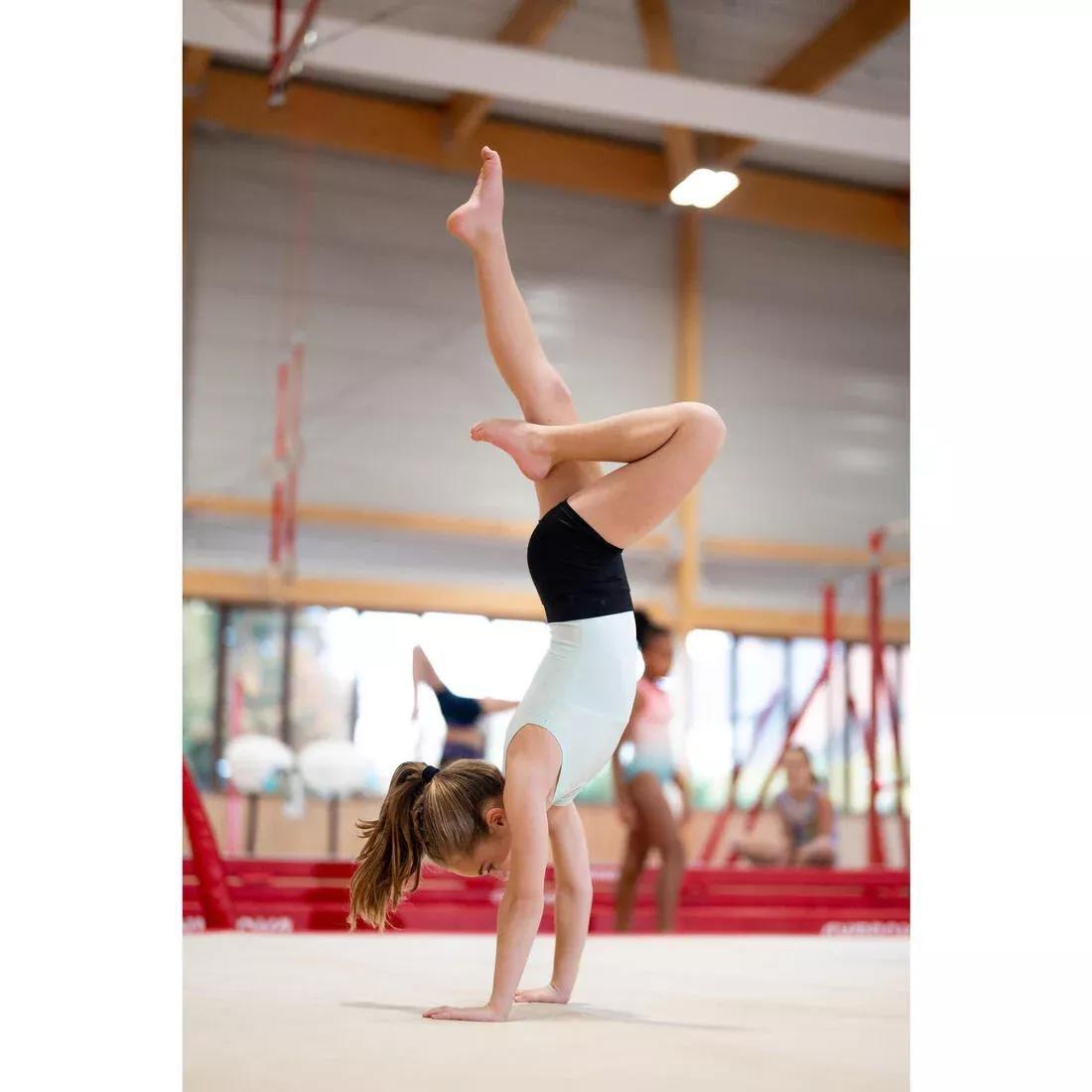 Kids Girls Gymnastics Crew Neck Leotard, Green, No Color, large image number 7