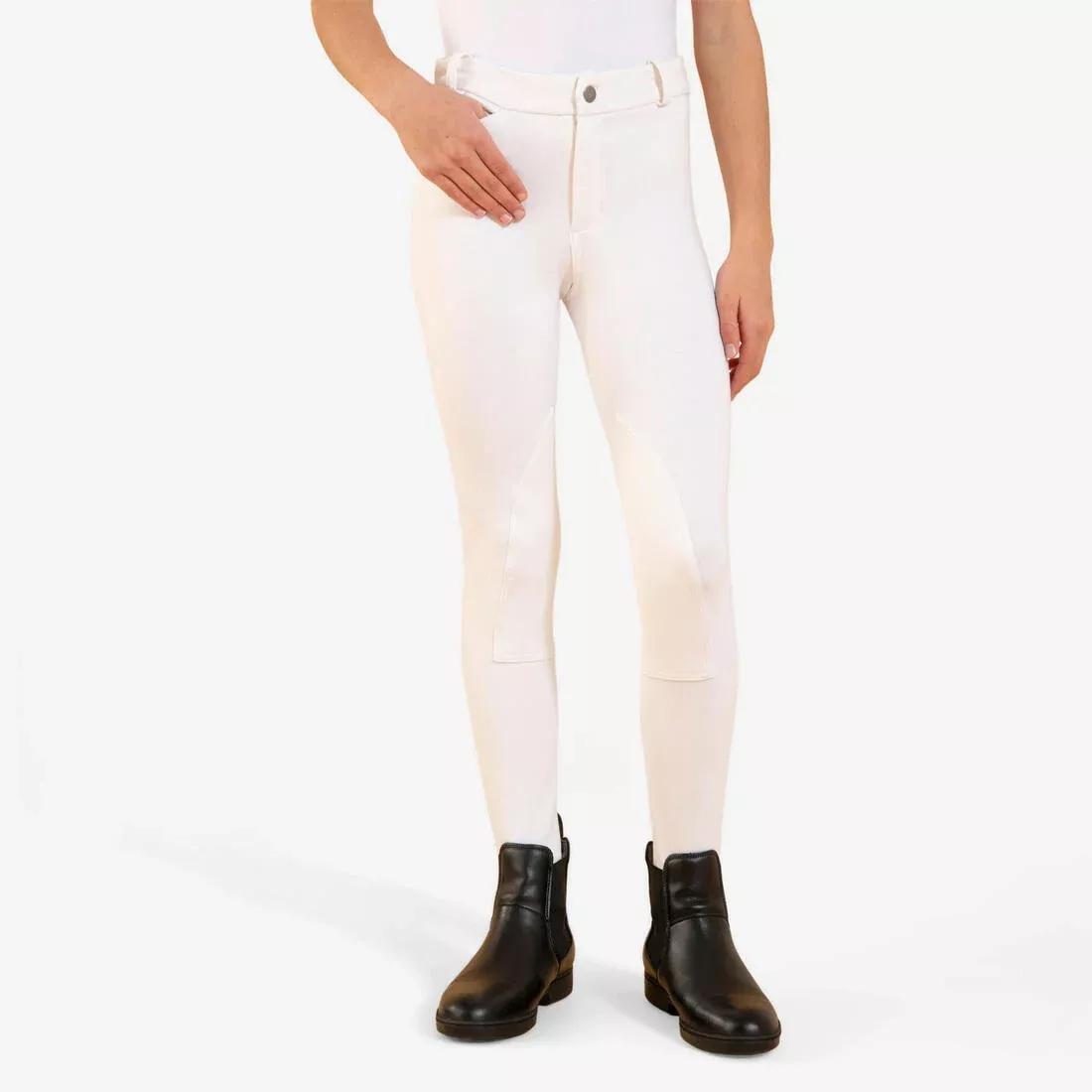 Kids Unisex Horse Riding Show Jodhpurs - 100, White, No Color, medium