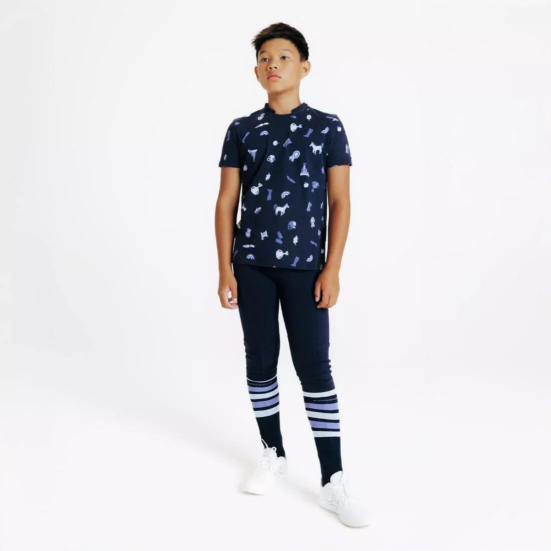 Kids Unisex Horse Riding Short-Sleeved Polo Magic - All Over Print, Blue, No Color, large image number 2