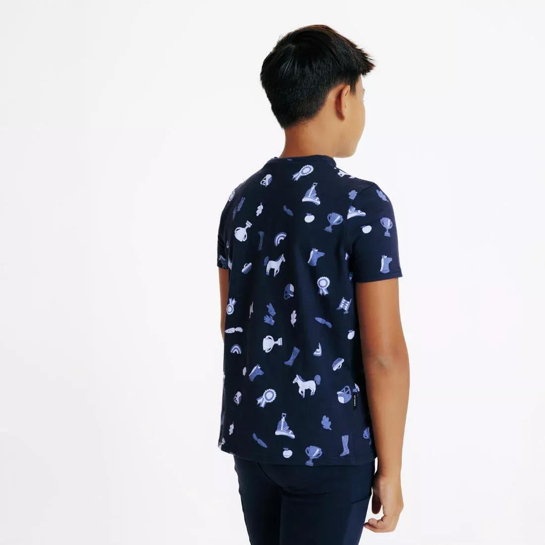Kids Unisex Horse Riding Short-Sleeved Polo Magic - All Over Print, Blue, No Color, large image number 4