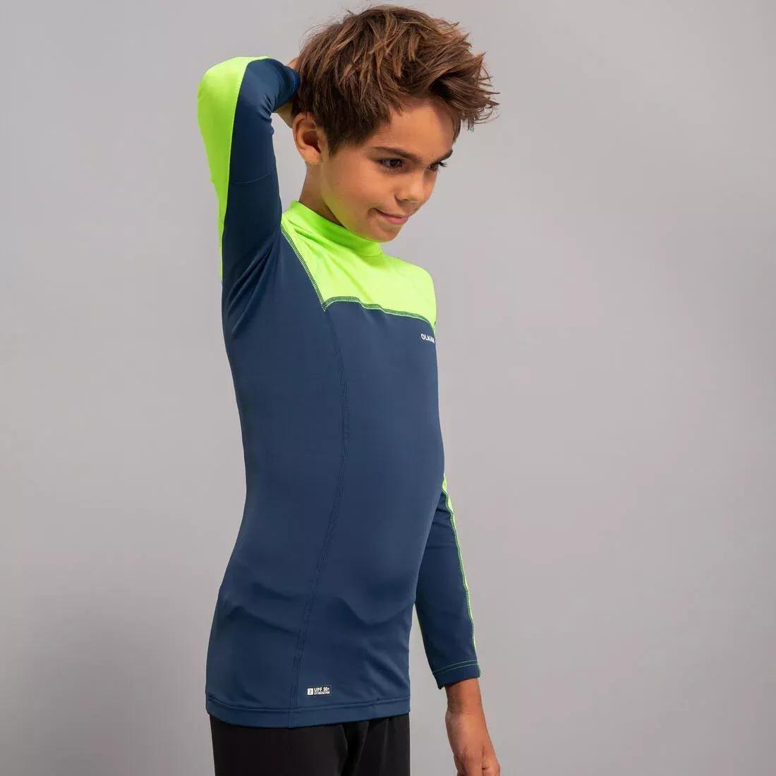 Kids Boyslong-sleeved anti-UV T-shirt - 500 Vortex, Blue, No Color, large image number 1
