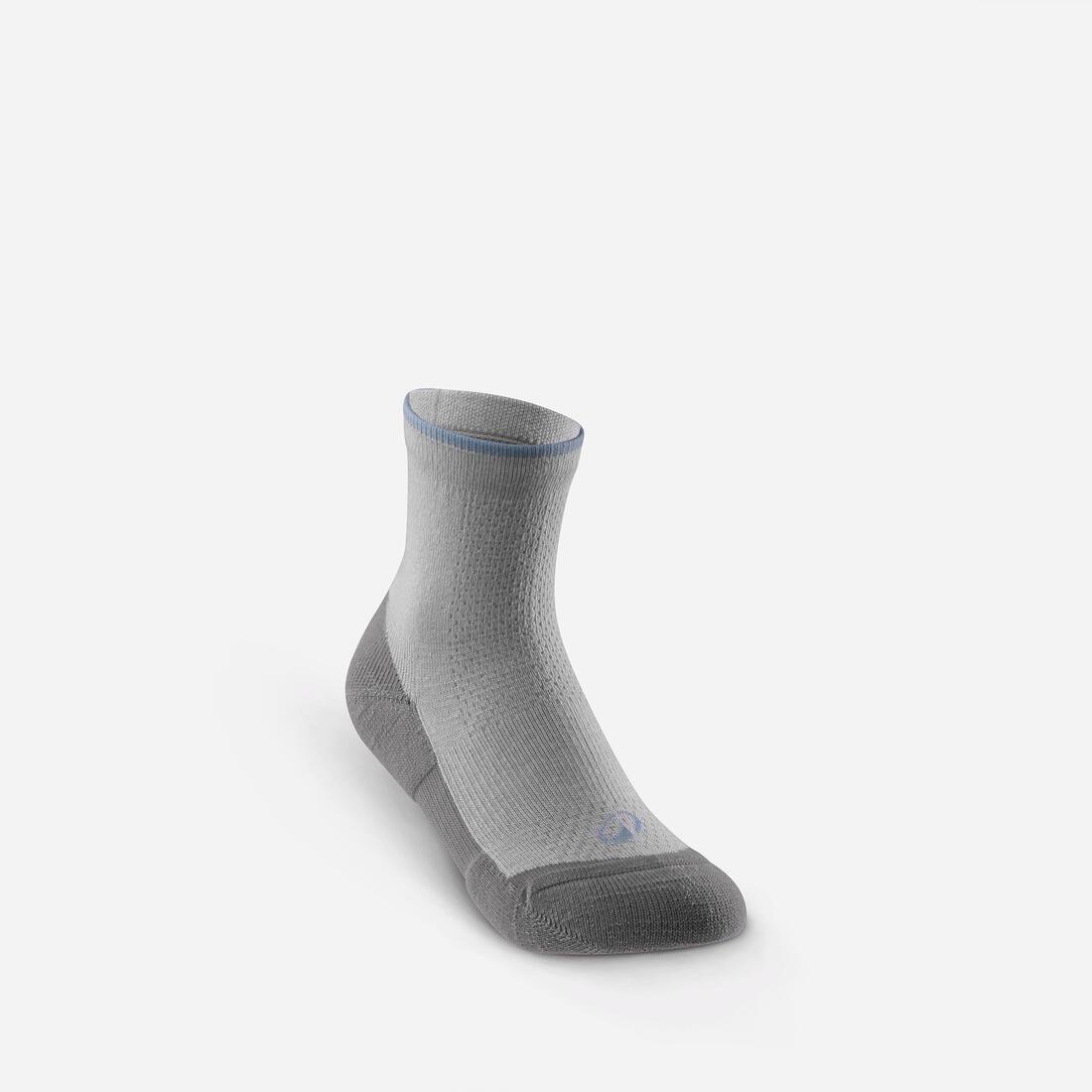 Kids Unisex Mid-leg Hiking Socks - Hike 100 (2 Pairs) Size Jr 8 to Sr 6, Grey, No Color, large image number 2