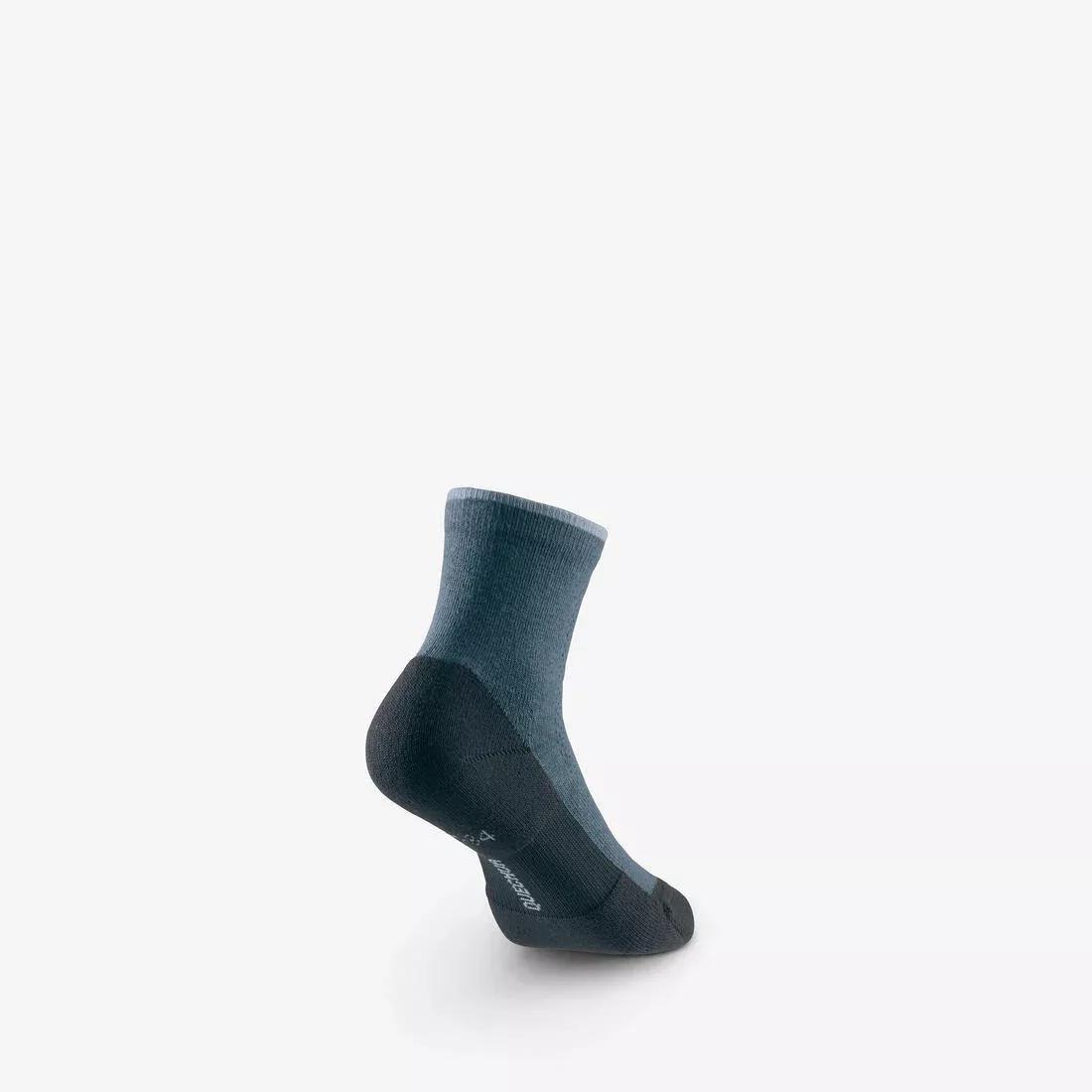 Kids Unisex Mid-leg Hiking Socks - Hike 100 (2 Pairs) Size Jr 8 to Sr 6, Grey, No Color, large image number 3