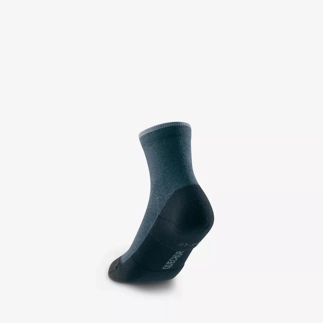 Kids Unisex Mid-leg Hiking Socks - Hike 100 (2 Pairs) Size Jr 8 to Sr 6, Grey, No Color, large image number 5