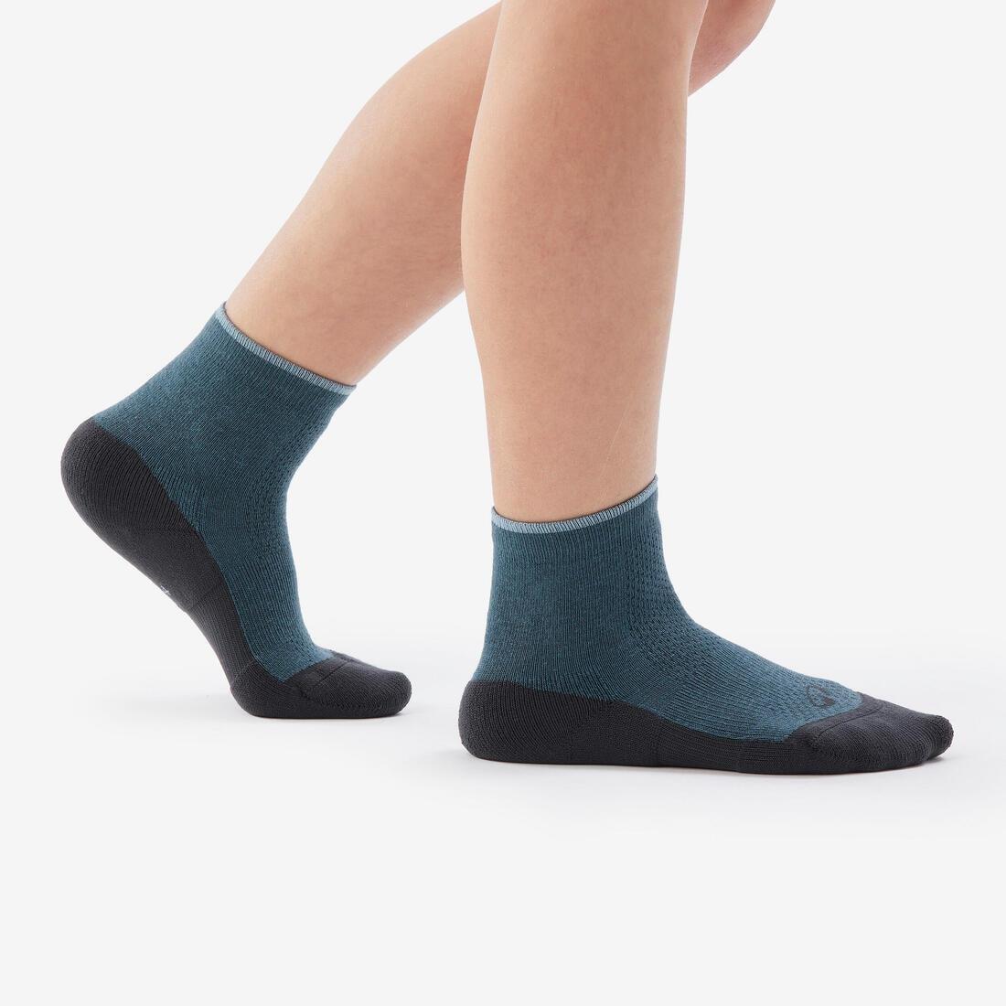 Kids Unisex Mid-leg Hiking Socks - Hike 100 (2 Pairs) Size Jr 8 to Sr 6, Grey, No Color, large image number 6