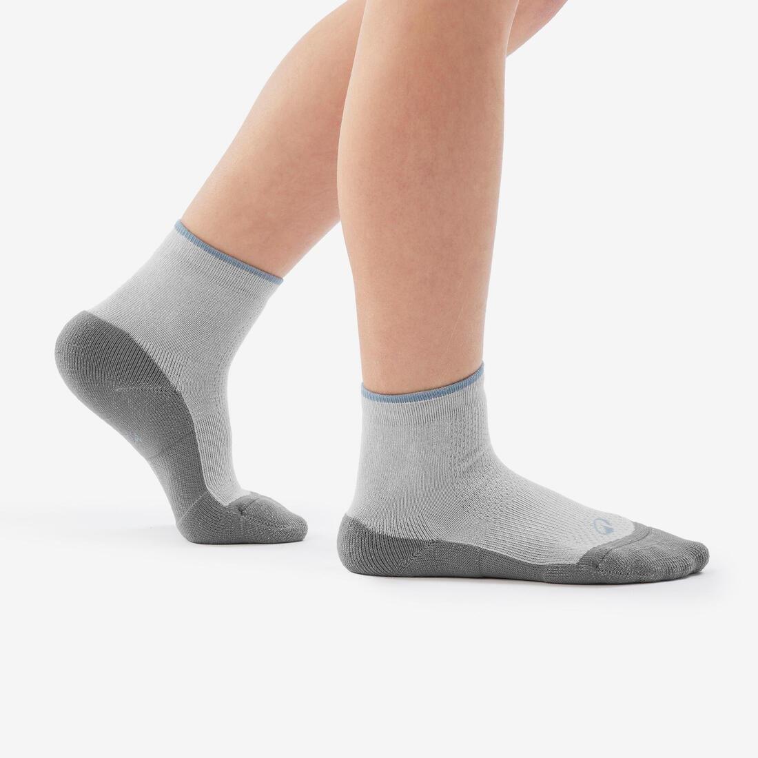 Kids Unisex Mid-leg Hiking Socks - Hike 100 (2 Pairs) Size Jr 8 to Sr 6, Grey, No Color, large image number 7
