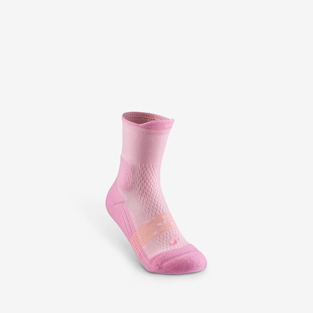 Kids Mid-Rise Hiking Socks - (2 pairs) - UK Jr Sizes 9-5 - Hike 500, Pink, No Color, large image number 3