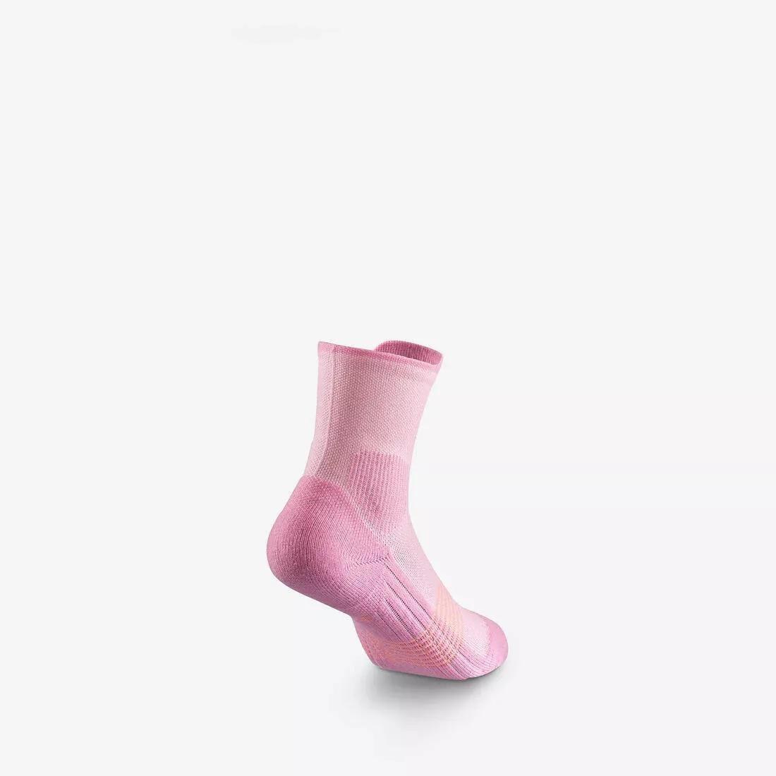 Kids Mid-Rise Hiking Socks - (2 pairs) - UK Jr Sizes 9-5 - Hike 500, Pink, No Color, large image number 4