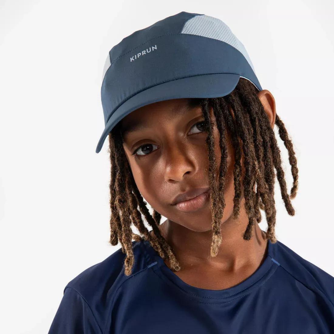Kids Unisex Run Dry Breathable Running Cap, Navy, No Color, large image number 2