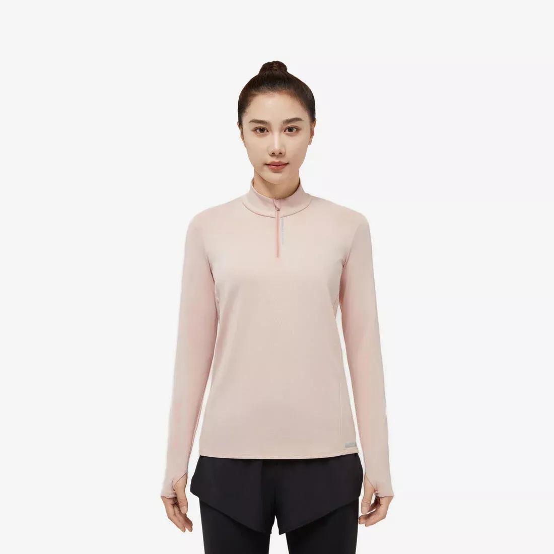 Women Running T-Shirt With Long Sleeves, Pink, No Color, medium