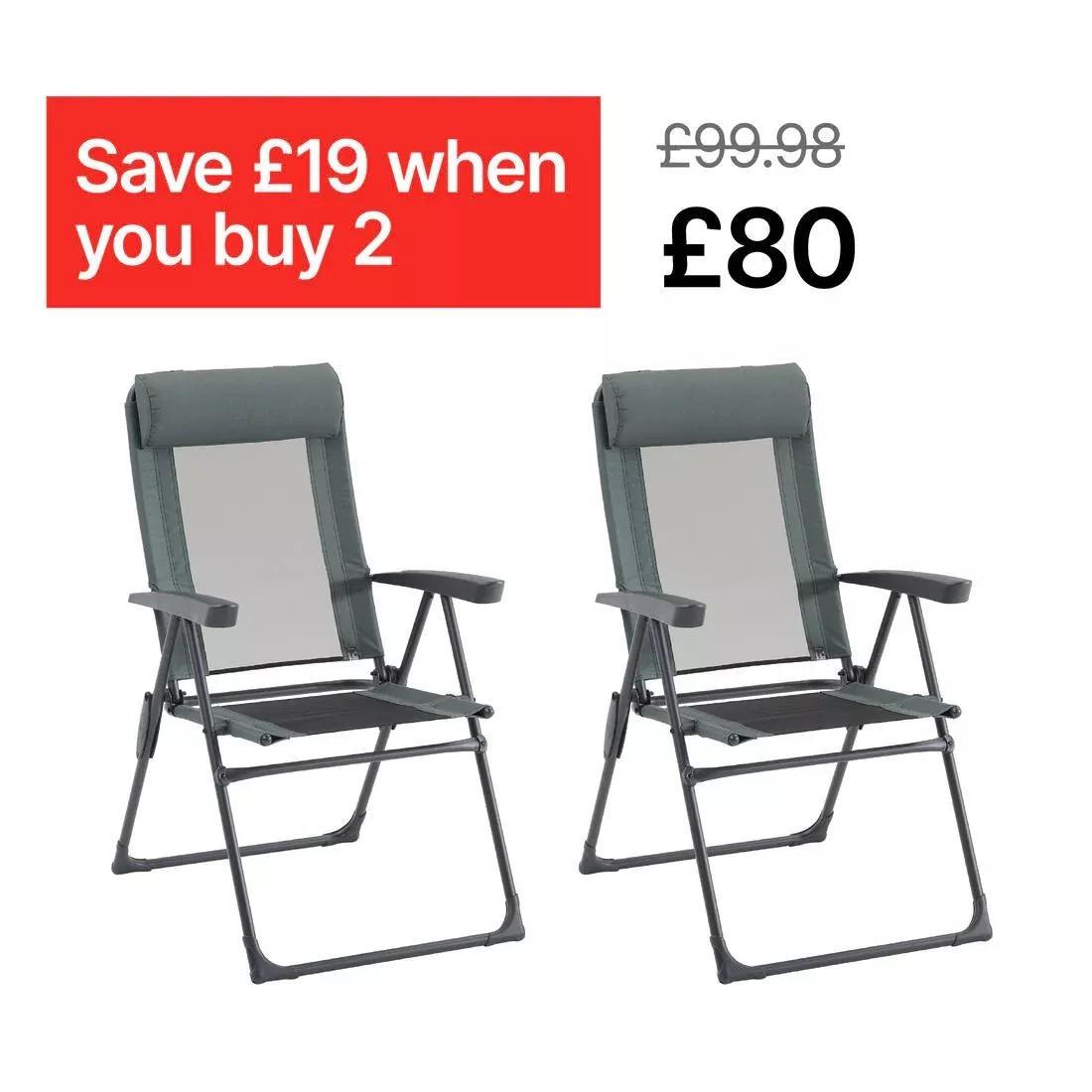 Camping Comfortable Reclining Folding Armchair, Grey, No Color, large image number 10