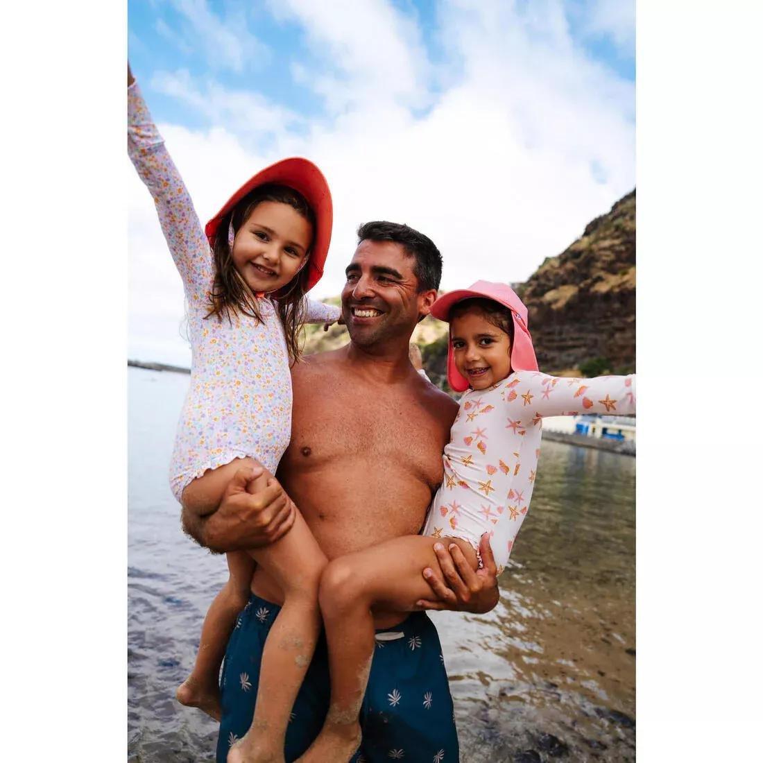 Kids Girls Long Sleeve UV-Protection 1-Piece Swimsuit - Izia Shell, Pink, No Color, large image number 6