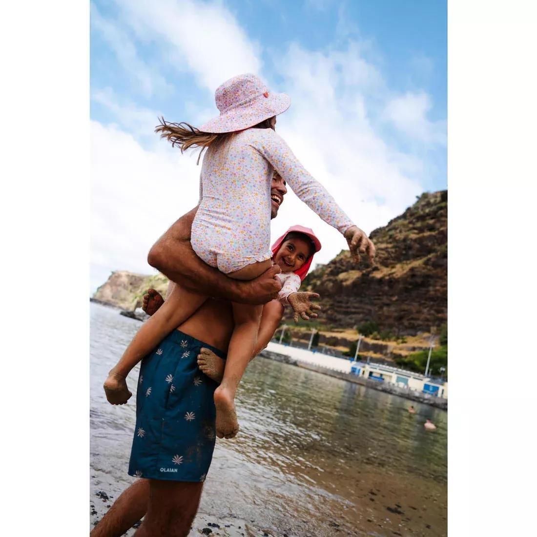 Kids Girls Long Sleeve UV-Protection 1-Piece Swimsuit - Izia Shell, Pink, No Color, large image number 7