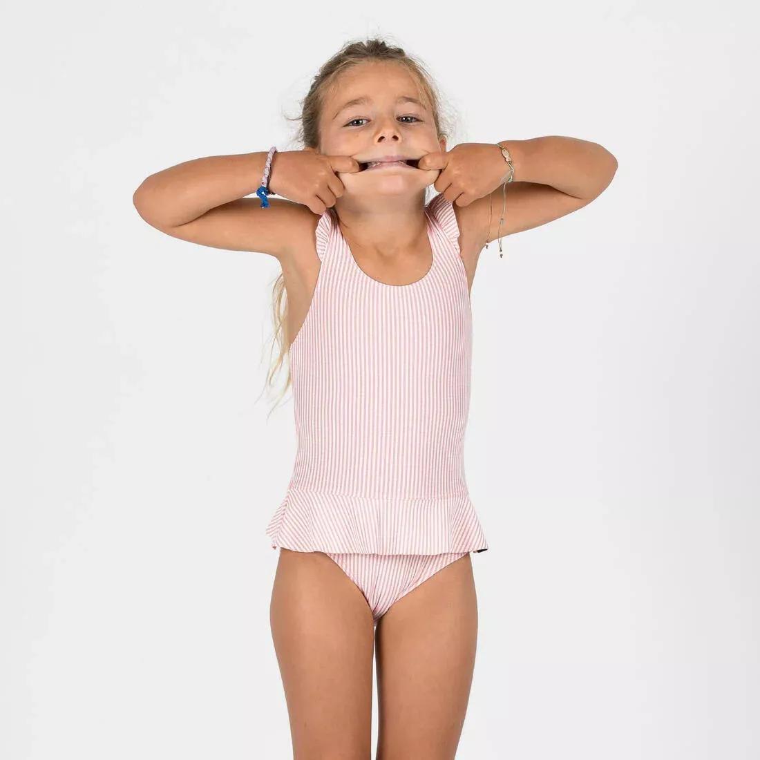 Kids Girls 1-piece skirt swimsuit, Pink, No Color, large image number 0