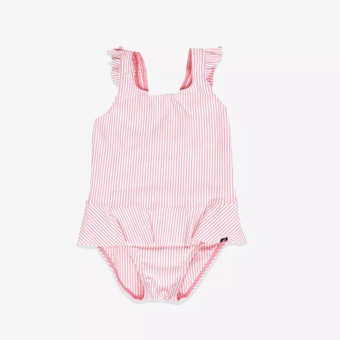 Kids Girls 1-piece skirt swimsuit, Pink, No Color, large image number 1