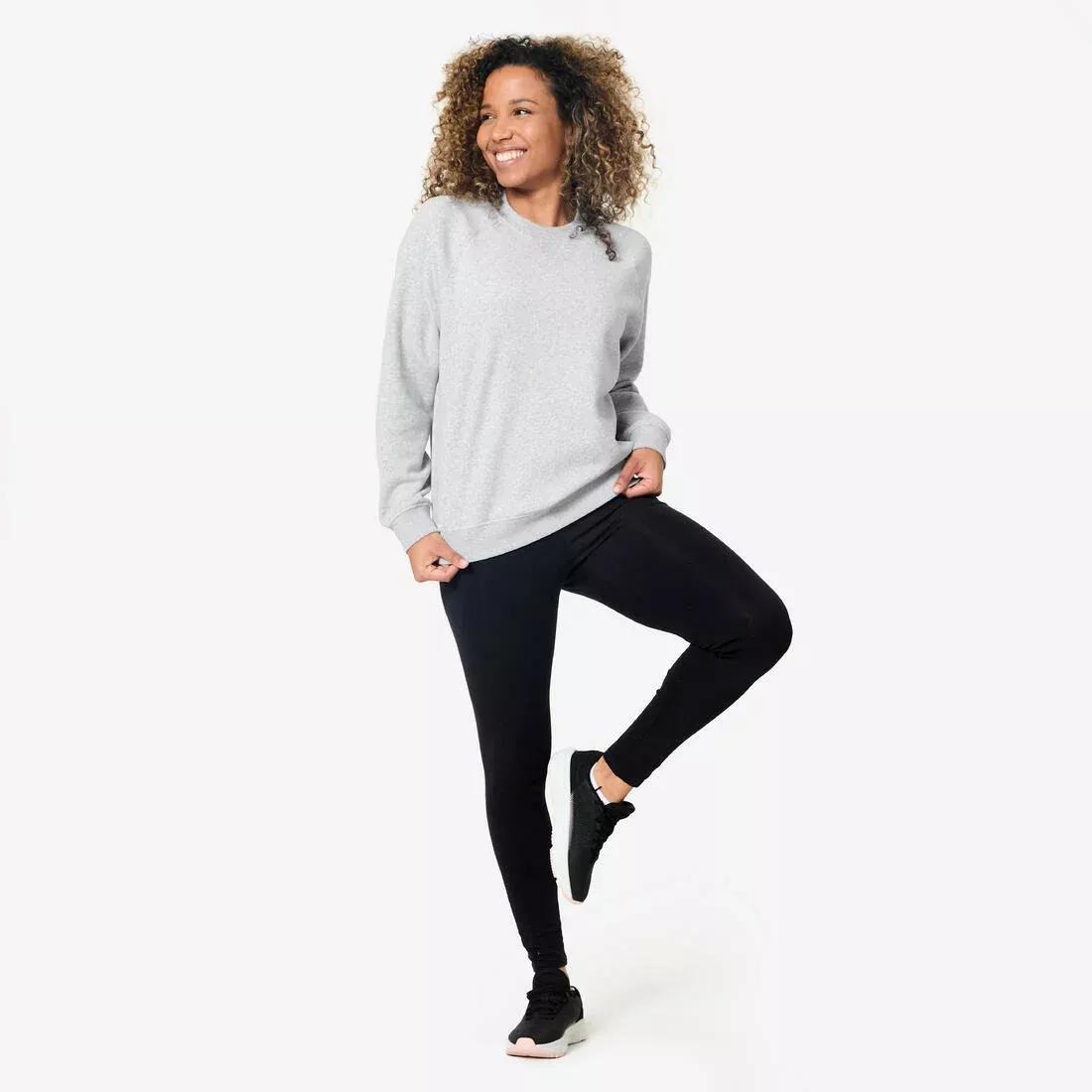 Women Fitness Brushed Fleece Sweatshirt, Grey, No Color, medium