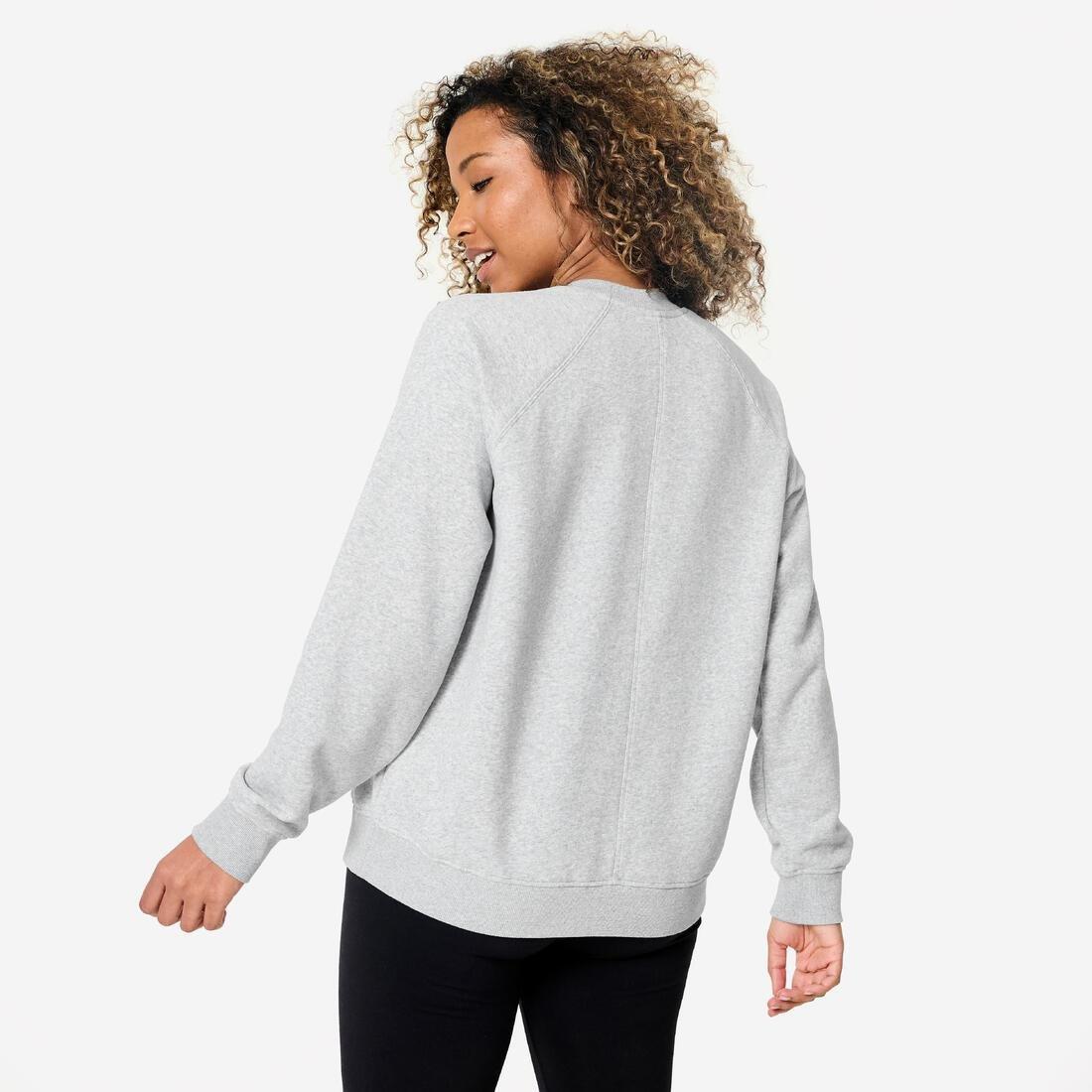 Women Fitness Brushed Fleece Sweatshirt, Grey, No Color, medium