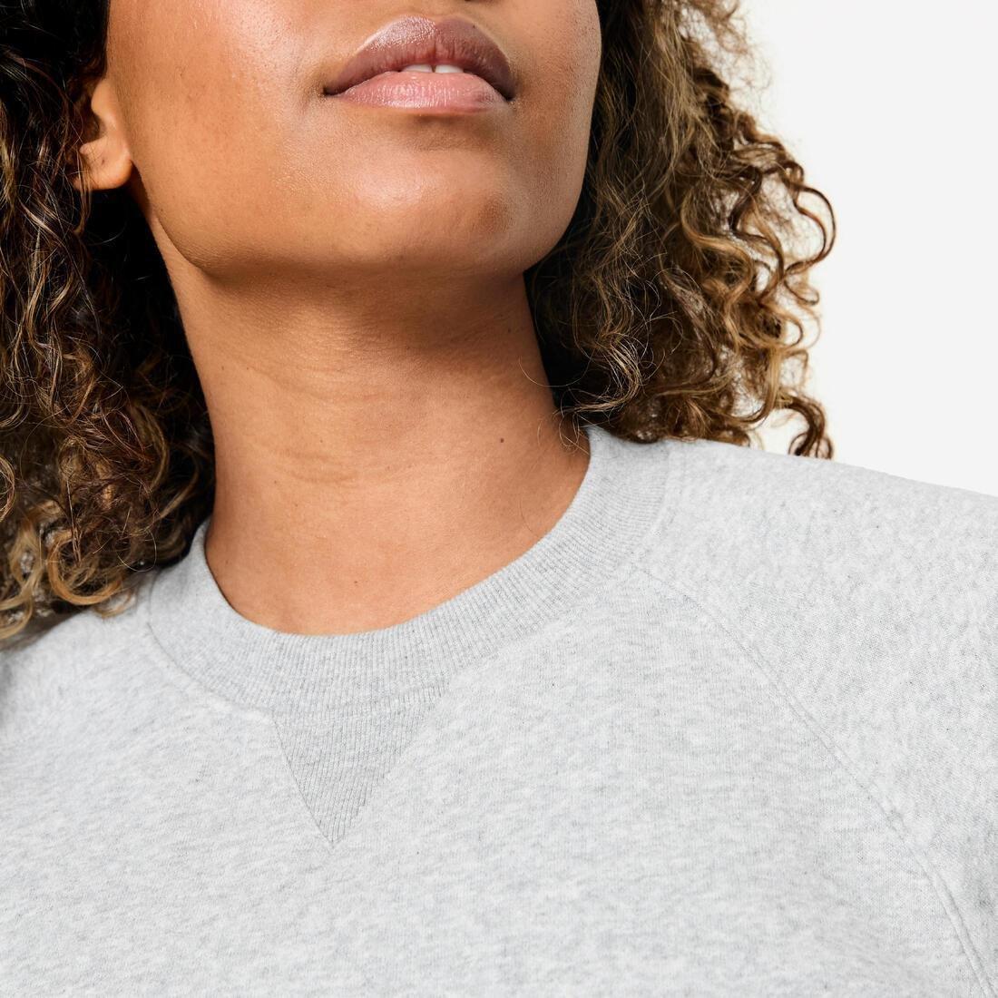 Women Fitness Brushed Fleece Sweatshirt, Grey, No Color, large image number 4
