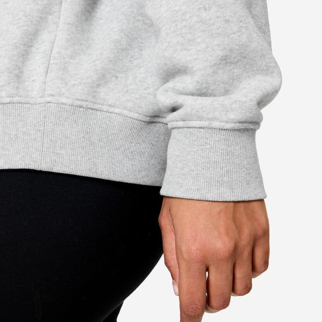 Women Fitness Brushed Fleece Sweatshirt, Grey, No Color, large image number 5