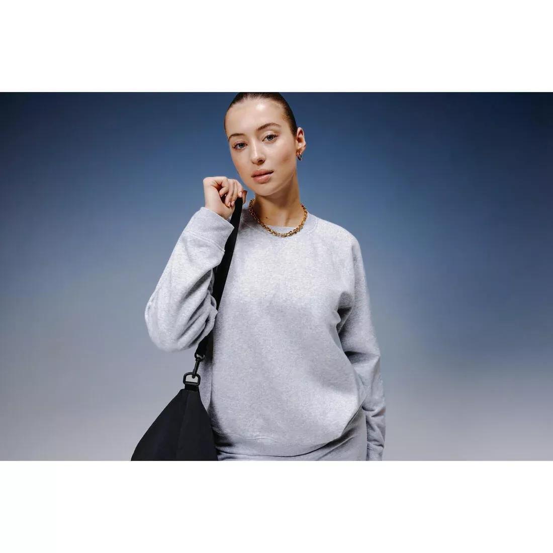 Women Fitness Brushed Fleece Sweatshirt, Grey, No Color, large image number 7