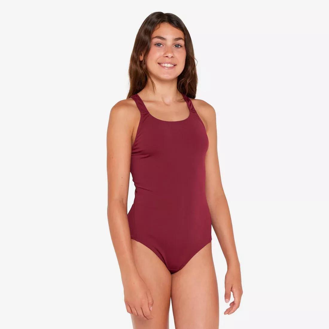 Kids Girls 1-Piece Swimsuit - 100 Vera, Purple, No Color, large image number 0