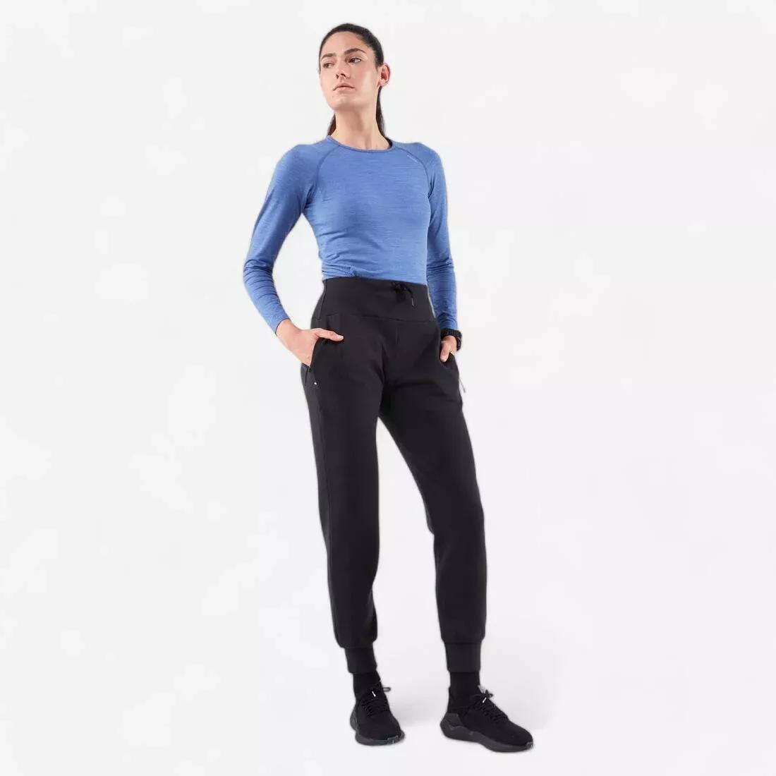 Women Warm Running Trousers - Kiprun Run 500 Warm, Black, No Color, large image number 0