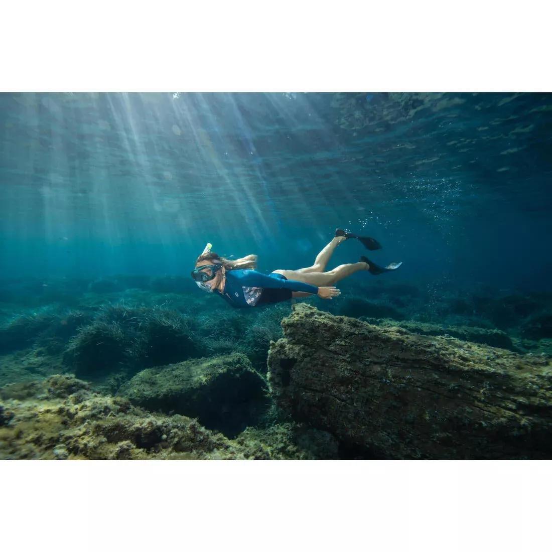 Adult snorkelling Kit 100 COMFORT mask and DRYTOP snorkel with bag, Green, No Color, large image number 9