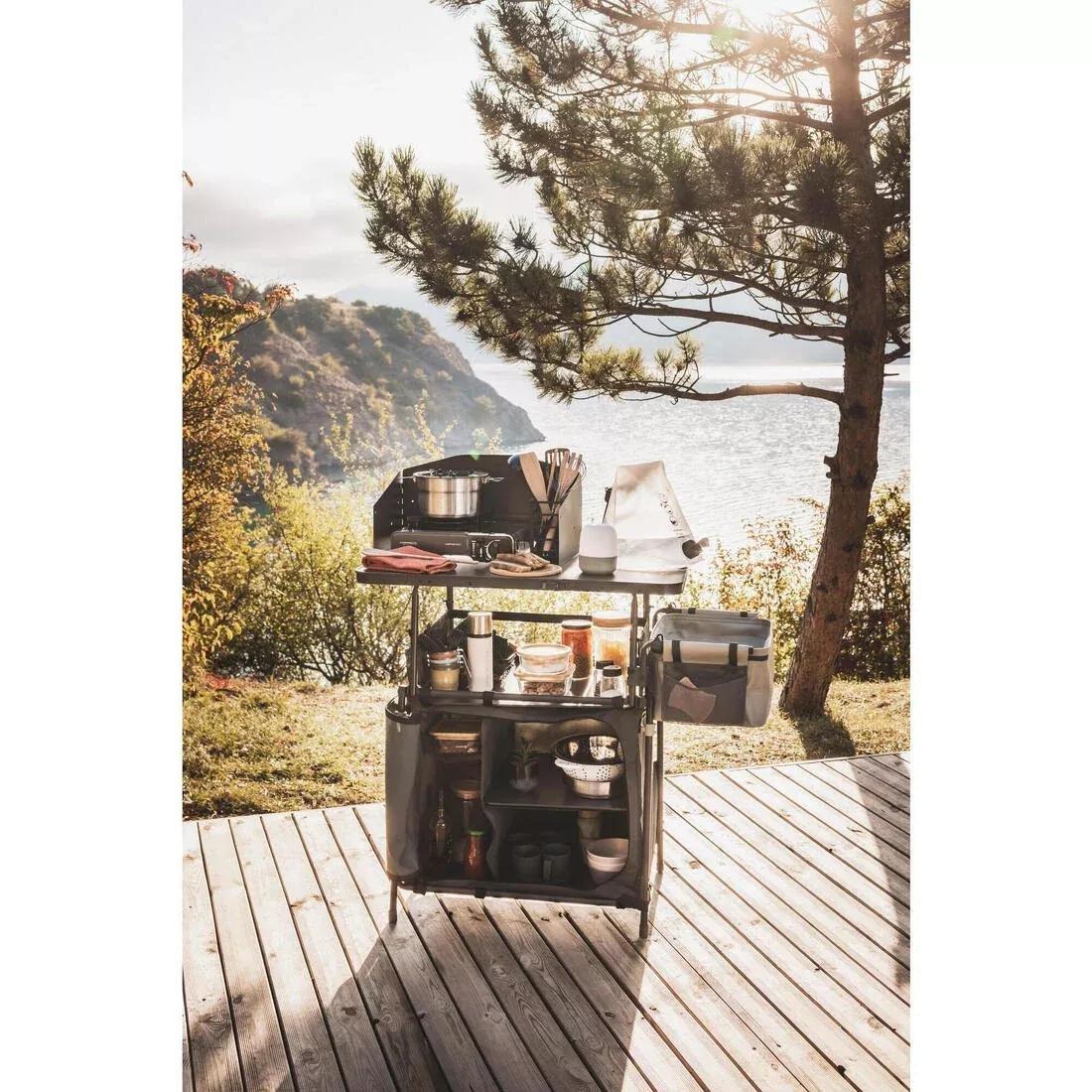 Camping Kitchen Unit L - Foldable And With A Wind Shield, Green, No Color, large image number 2